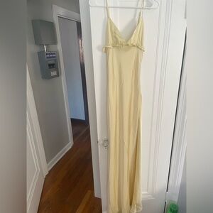 Peppermayo Butter Yellow Satin Maxi Dress